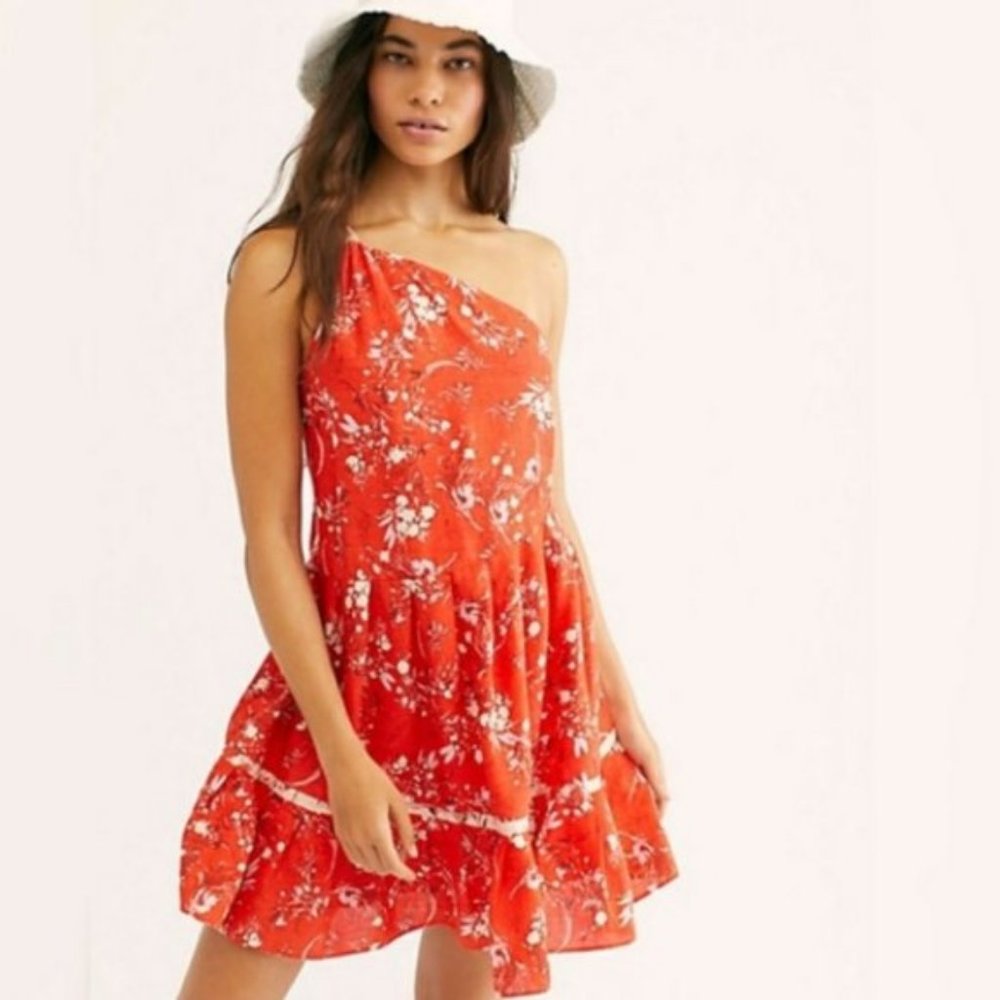 Free People Red All Mine Floral Print Mini Dress
